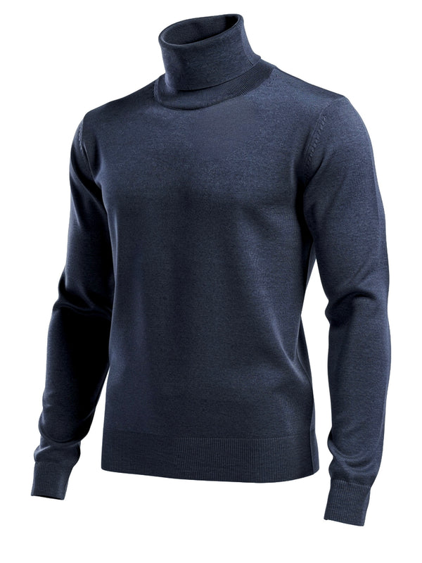 Navyblå Turtleneck Wool/Silk/cashmere - Connoisseur - cph.dk
