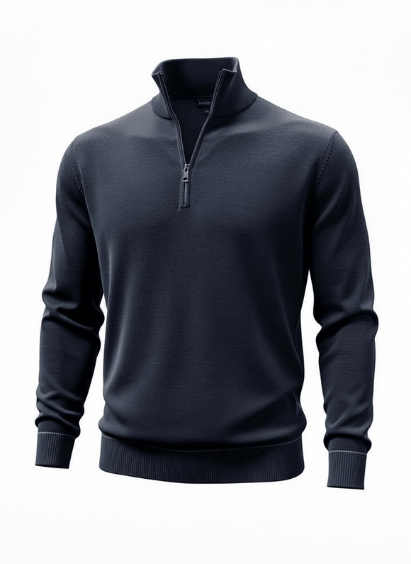 Navyblå 1/2 Zip Extrafine Merinould - Connoisseur - cph.dk